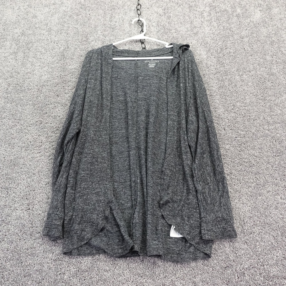 American Eagle Cardigan Womens Medium Gray Plush Hooded Open Front Casual